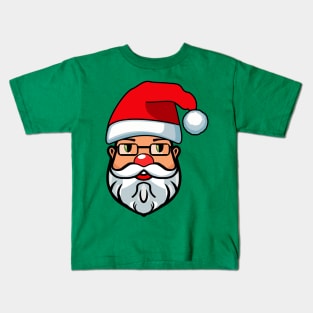 Christmas Santa Claus Face Xmas Cartoon Kids T-Shirt